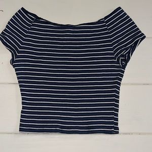 Brandy Melville Blue striped crop top